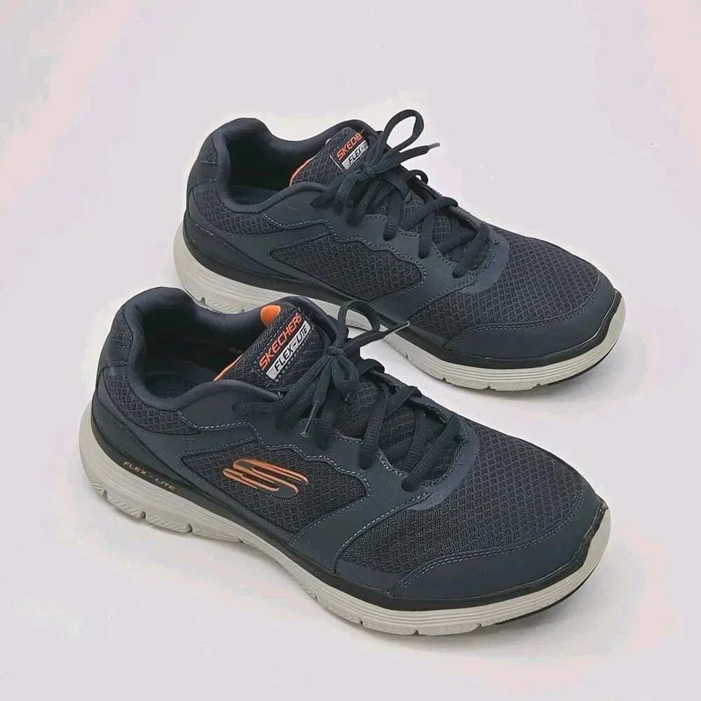 Skechers Sneaker Shoe Flex-Lite Blue Men Sz 9.5 Wide Fit Air Cool Foam 232225W